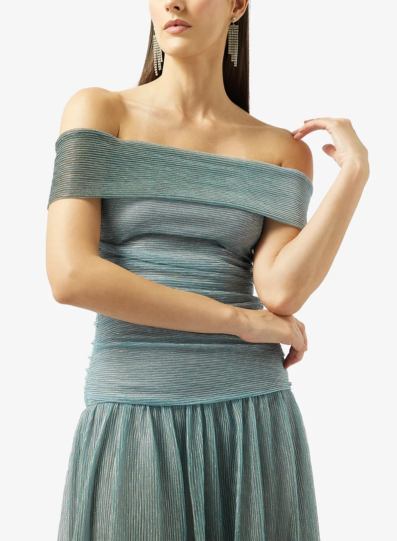 Namshi x  Off Shoulder Shimmer Evening Dress for Women | Best Price UAE